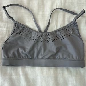 Victoria SPORT vented gray sports bralette with adjustable shoulder straps
